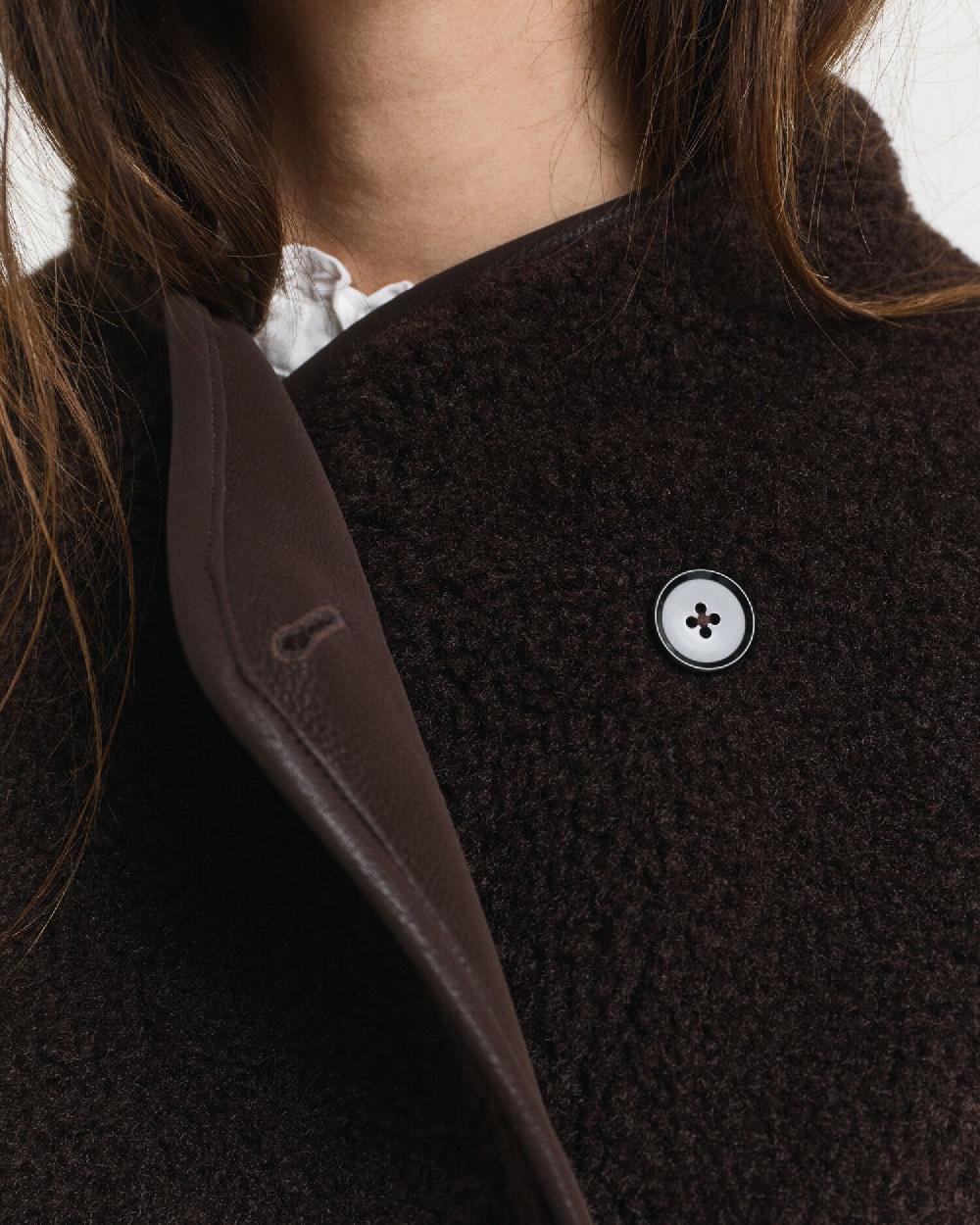 Gant Faux Shearling Jacket Deep Brown