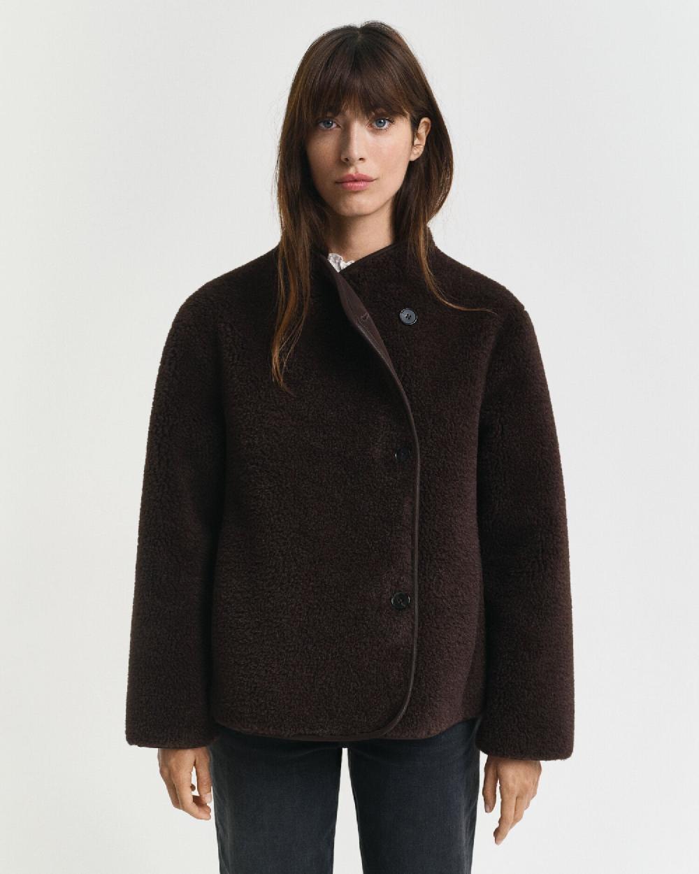 Gant Faux Shearling Jacket Deep Brown