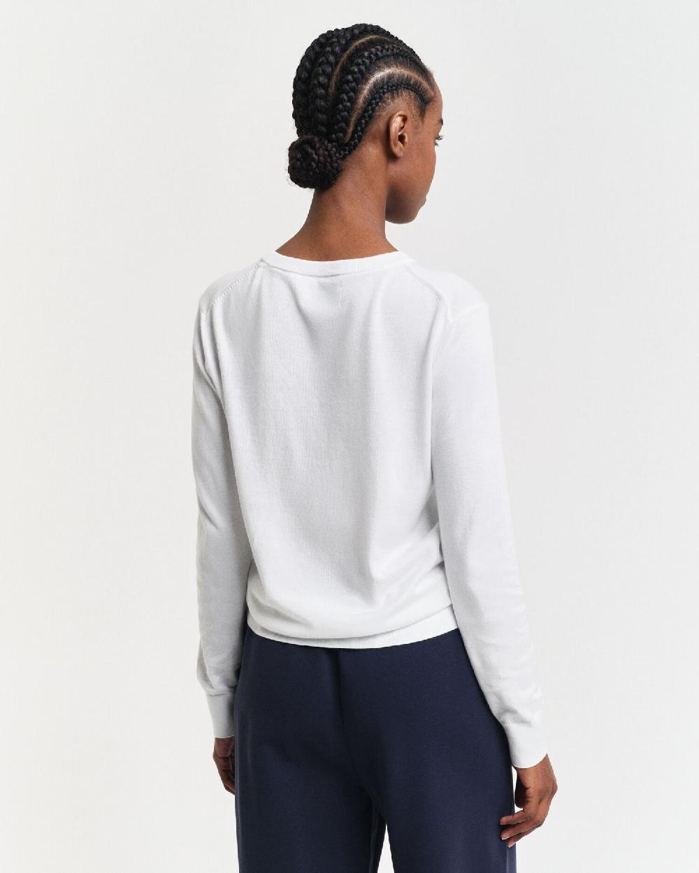 Gant Fine Knit Crew Neck Sweater Cream
