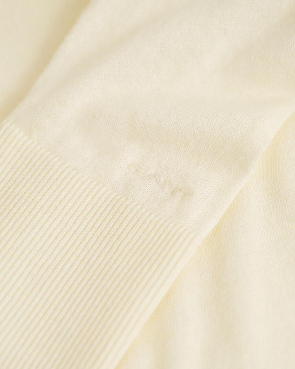 Gant Fine Knit V-Neck Sweater Cream