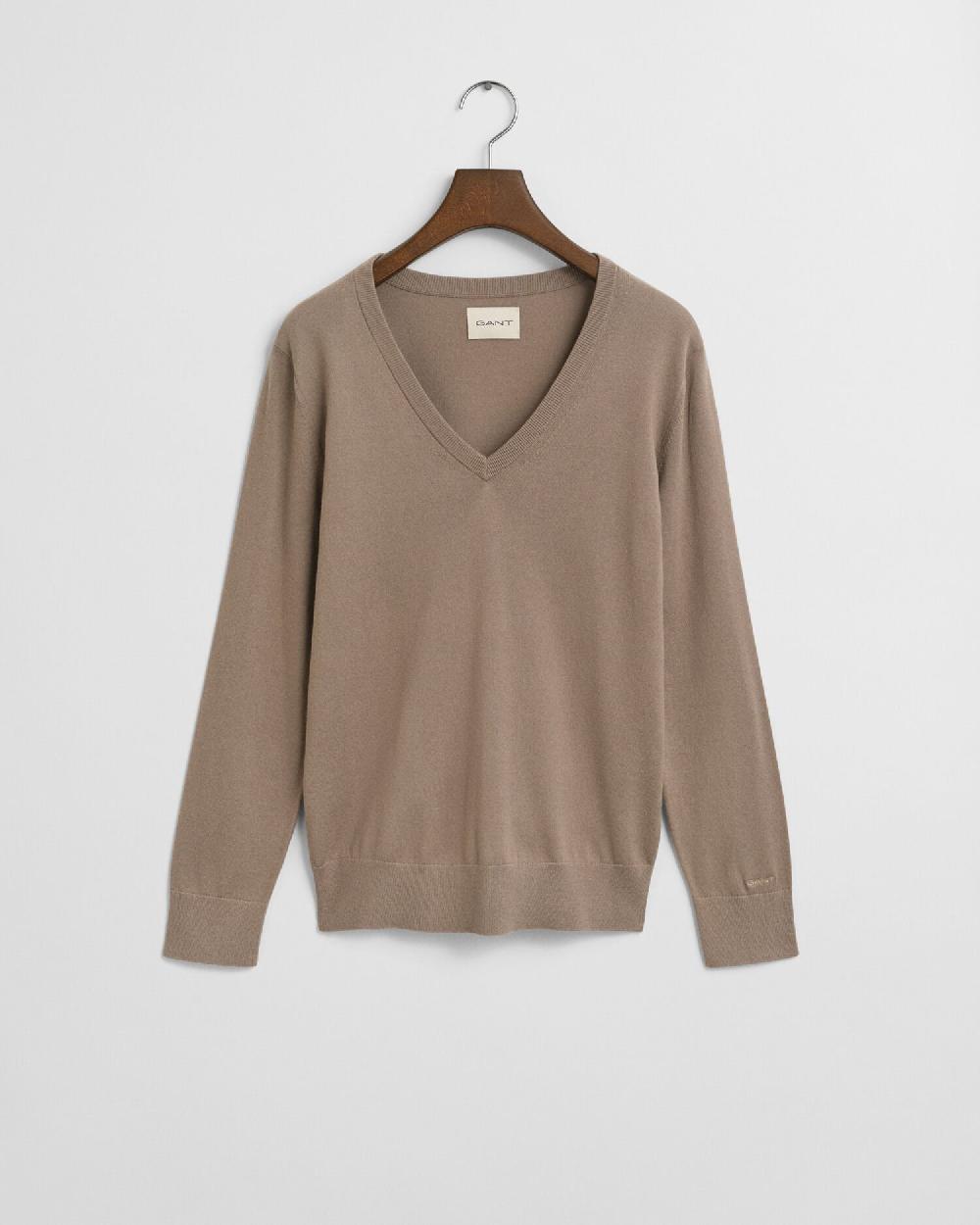 gant Fine Knit V-Neck Sweater taupe beige