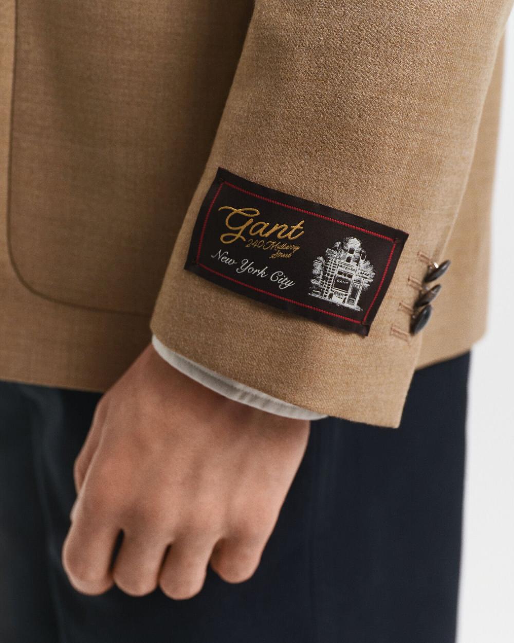 Gant Flannel Camel Club Blazer Warm Khaki