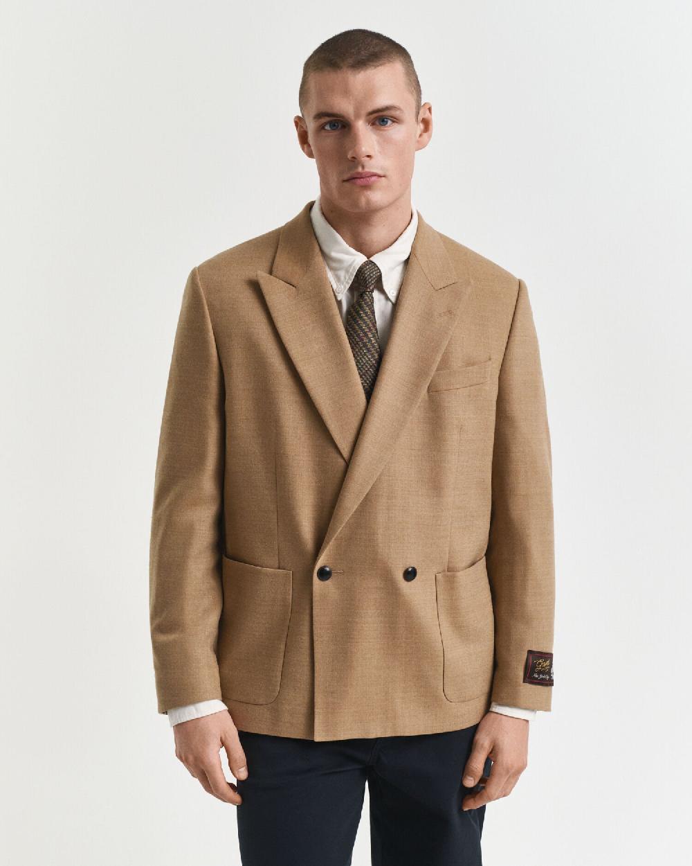 Gant Flannel Camel Club Blazer Warm Khaki