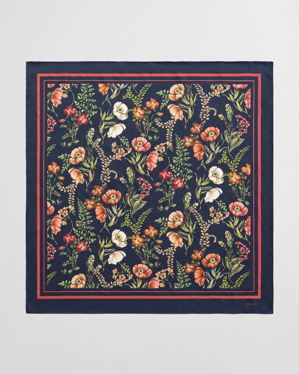 Gant Floral Print Silk Scarf Evening Blue