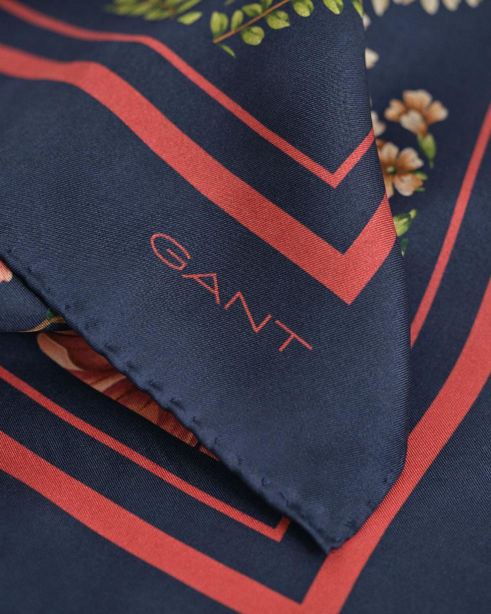Gant Floral Print Silk Scarf Evening Blue