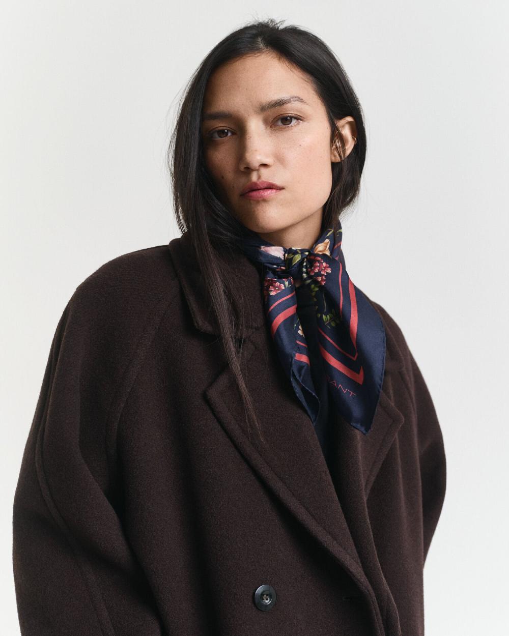 gant Floral Print Silk Scarf evening blue