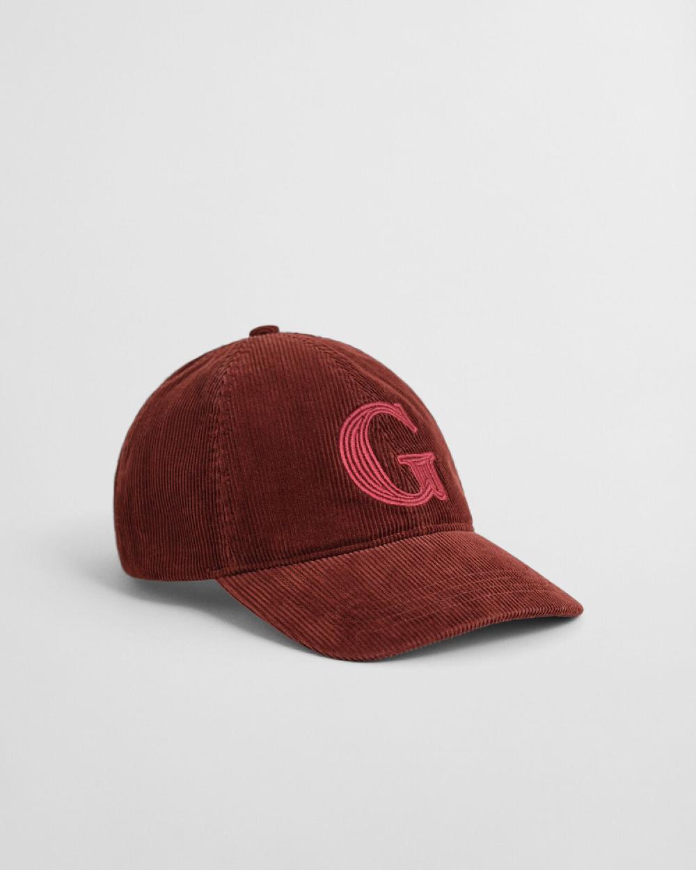 Gant G Embroidered Corduroy Cap Plum Wine