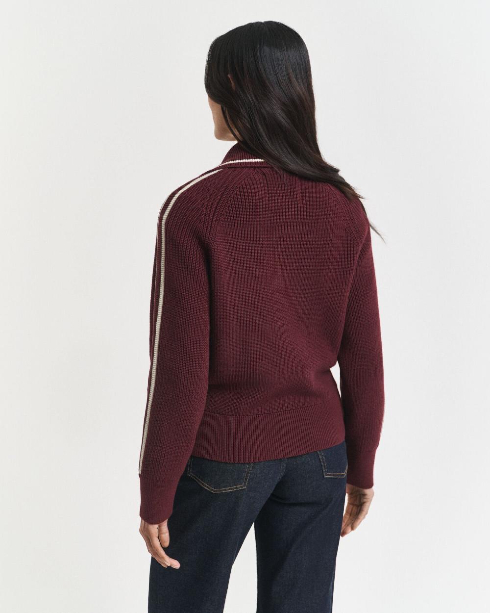 Gant GANT Varsity Zip Cardigan Plum Wine