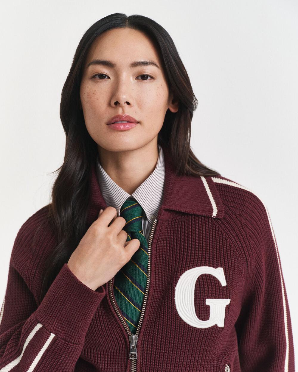 Gant GANT Varsity Zip Cardigan Plum Wine