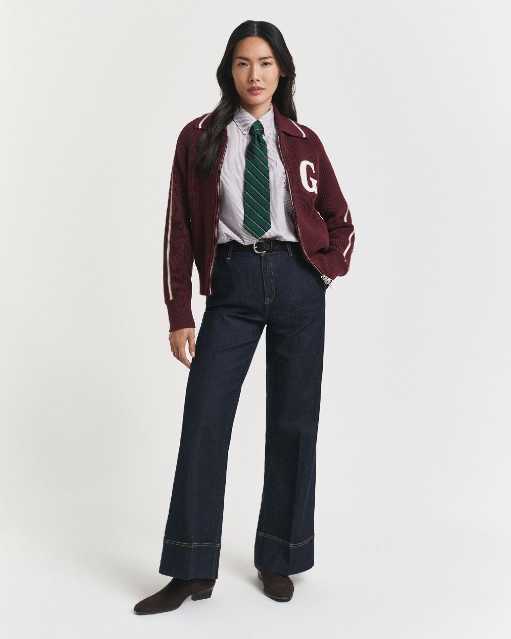 Gant GANT Varsity Zip Cardigan Plum Wine