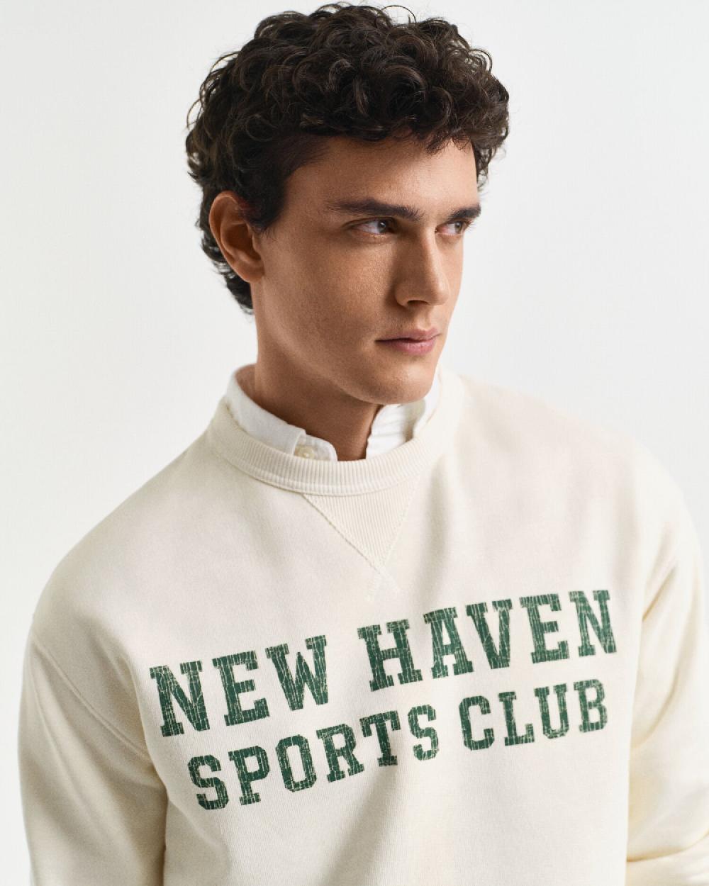 Gant Graphic Crew Neck Sweatshirt Cream