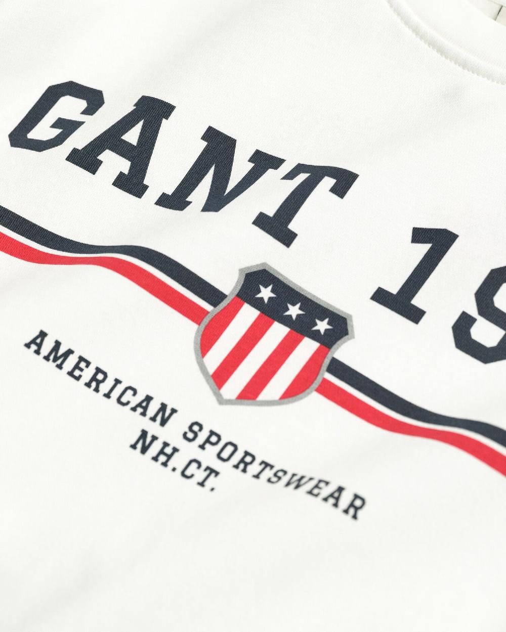 Gant Graphic Crew Neck Sweatshirt Eggshell