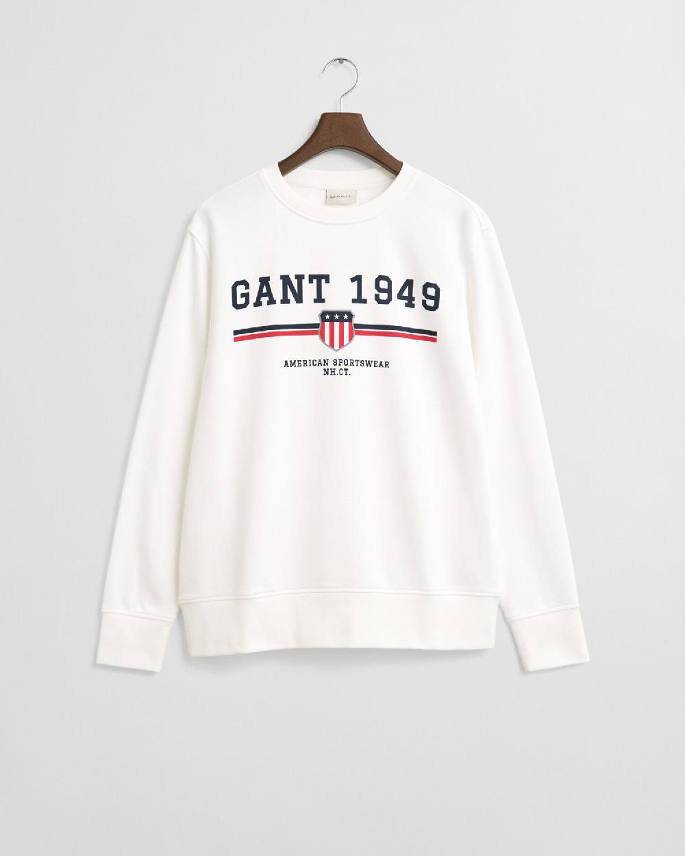 gant Graphic Crew Neck Sweatshirt eggshell