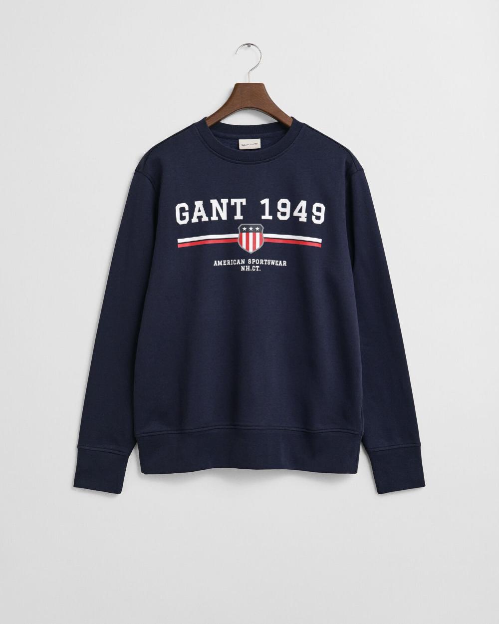gant Graphic Crew Neck Sweatshirt evening blue