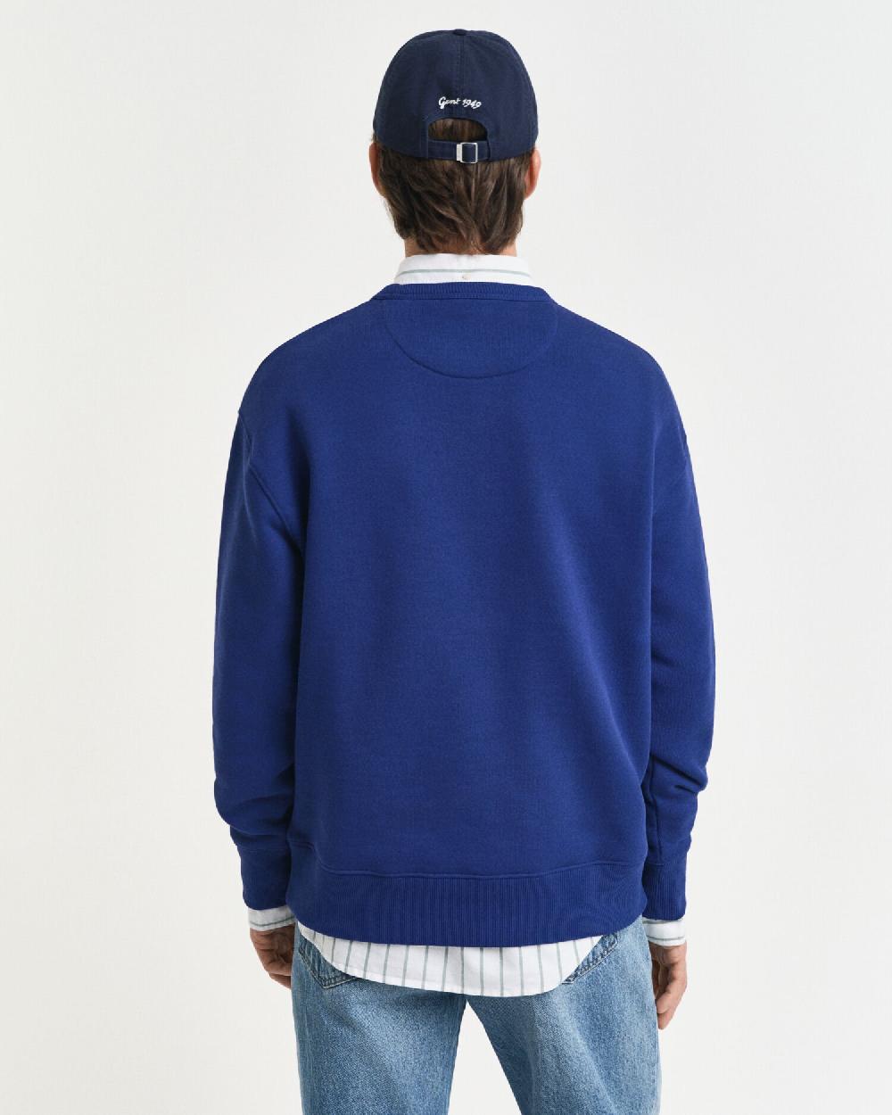 Gant Graphic Crew Neck Sweatshirt Rich Navy