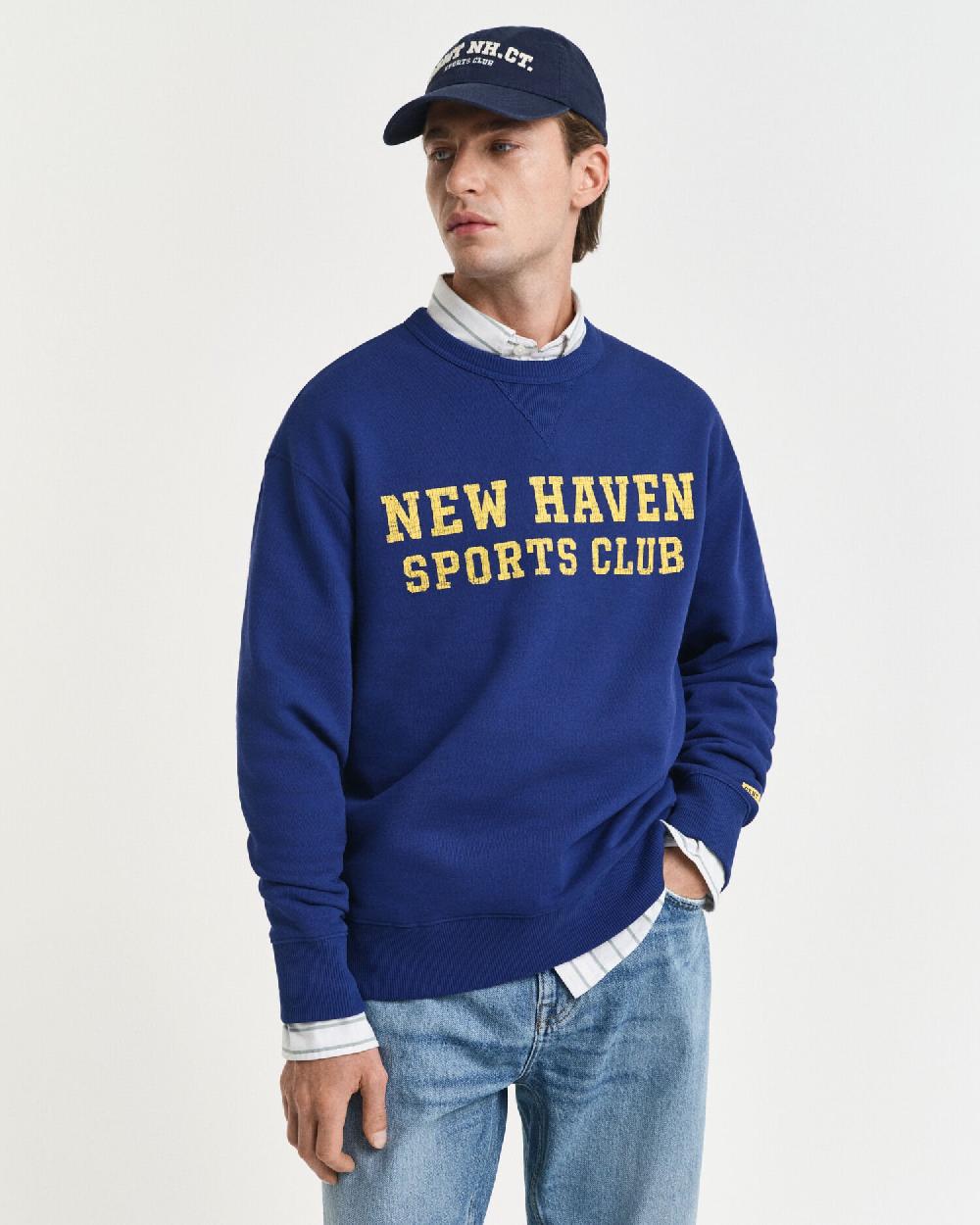 gant Graphic Crew Neck Sweatshirt rich navy