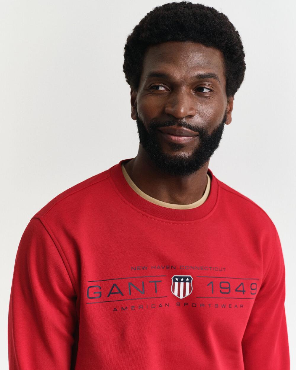 Gant Graphic Crew Neck Sweatshirt Ruby Red