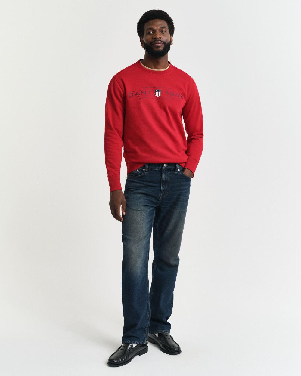 Gant Graphic Crew Neck Sweatshirt Ruby Red