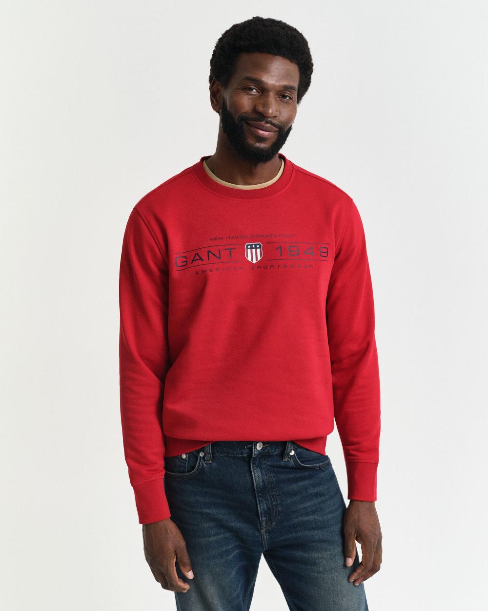 gant Graphic Crew Neck Sweatshirt ruby red
