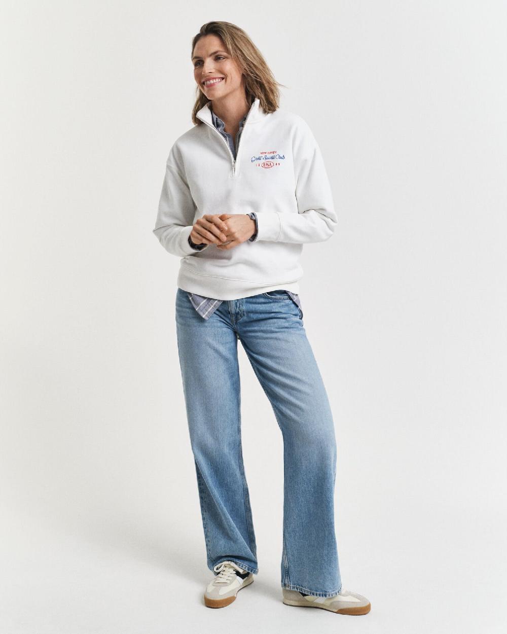 Gant Graphic Half-Zip Sweatshirt Eggshell