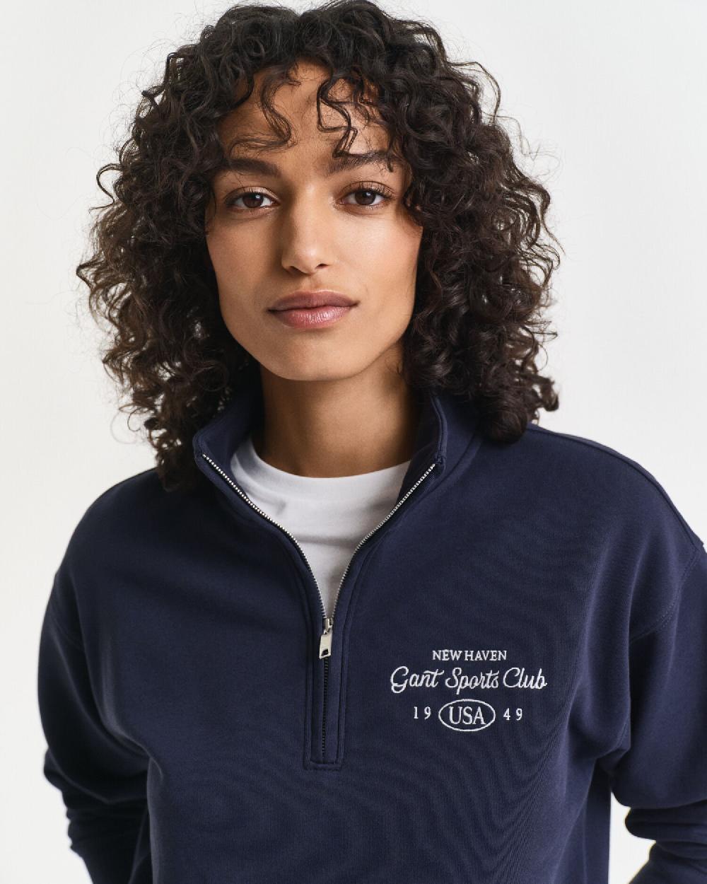 Gant Graphic Half-Zip Sweatshirt Evening Blue
