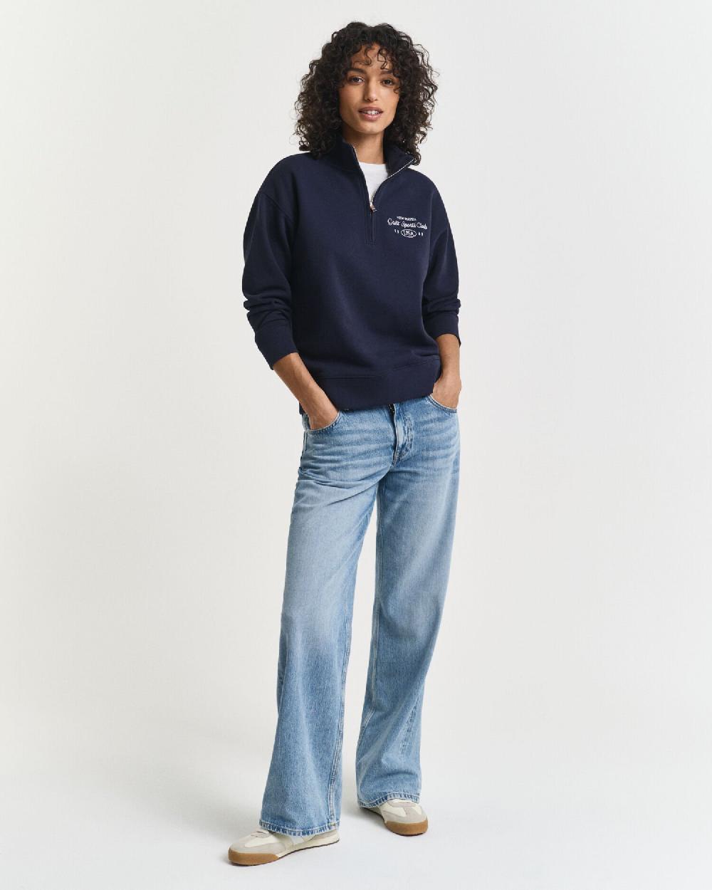 Gant Graphic Half-Zip Sweatshirt Evening Blue