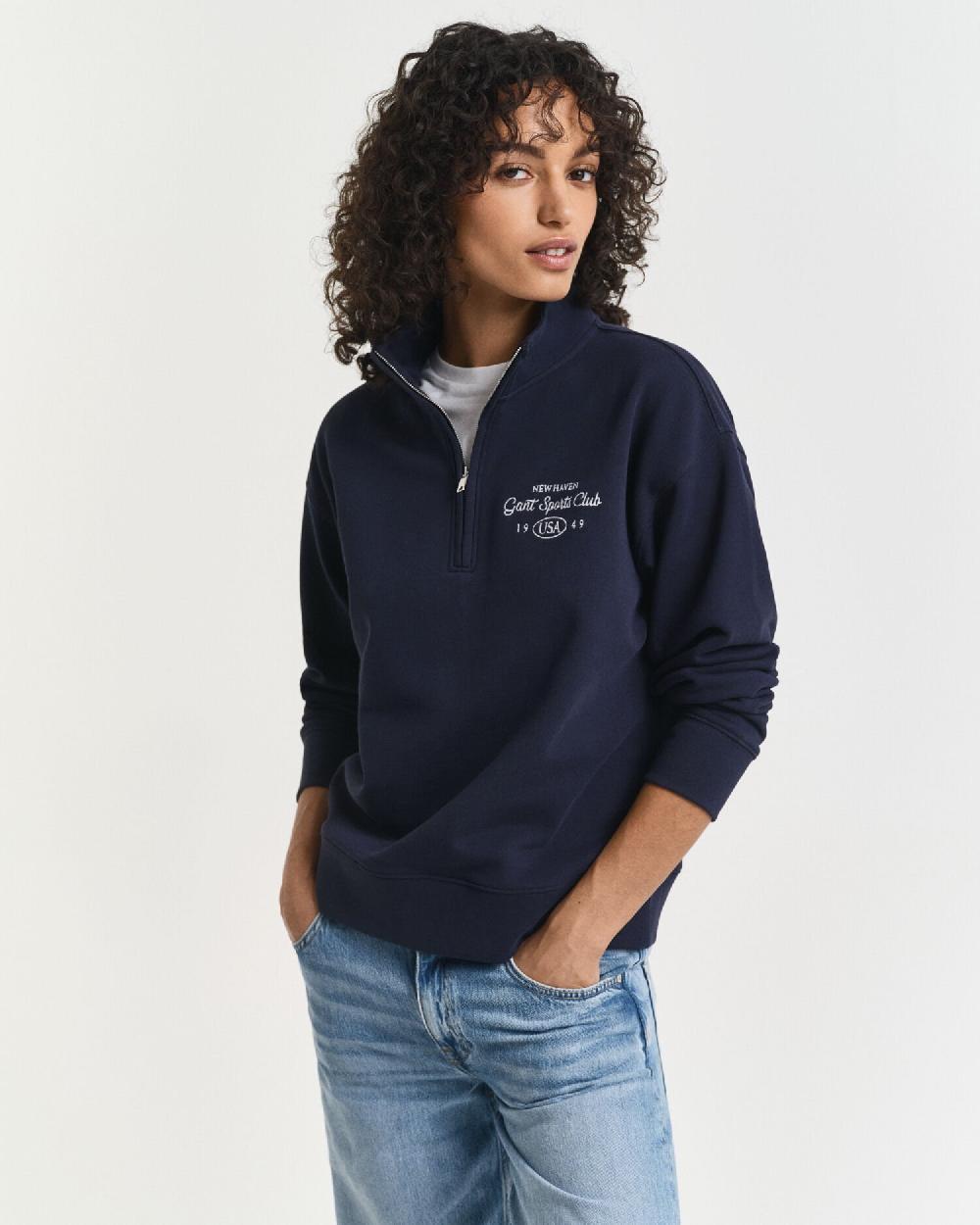 gant Graphic Half-Zip Sweatshirt evening blue