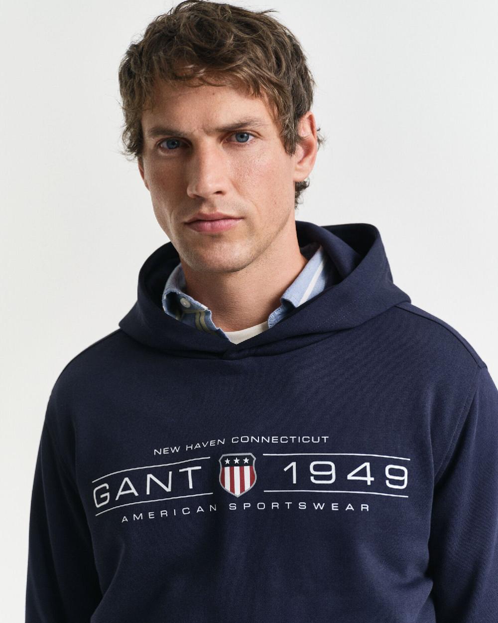 Gant Graphic Hoodie Evening Blue