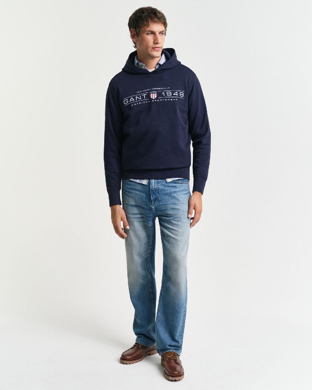 Gant Graphic Hoodie Evening Blue