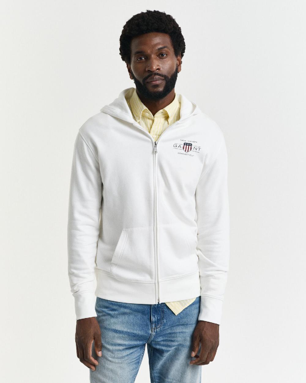 gant Graphic Zip Hoodie eggshell