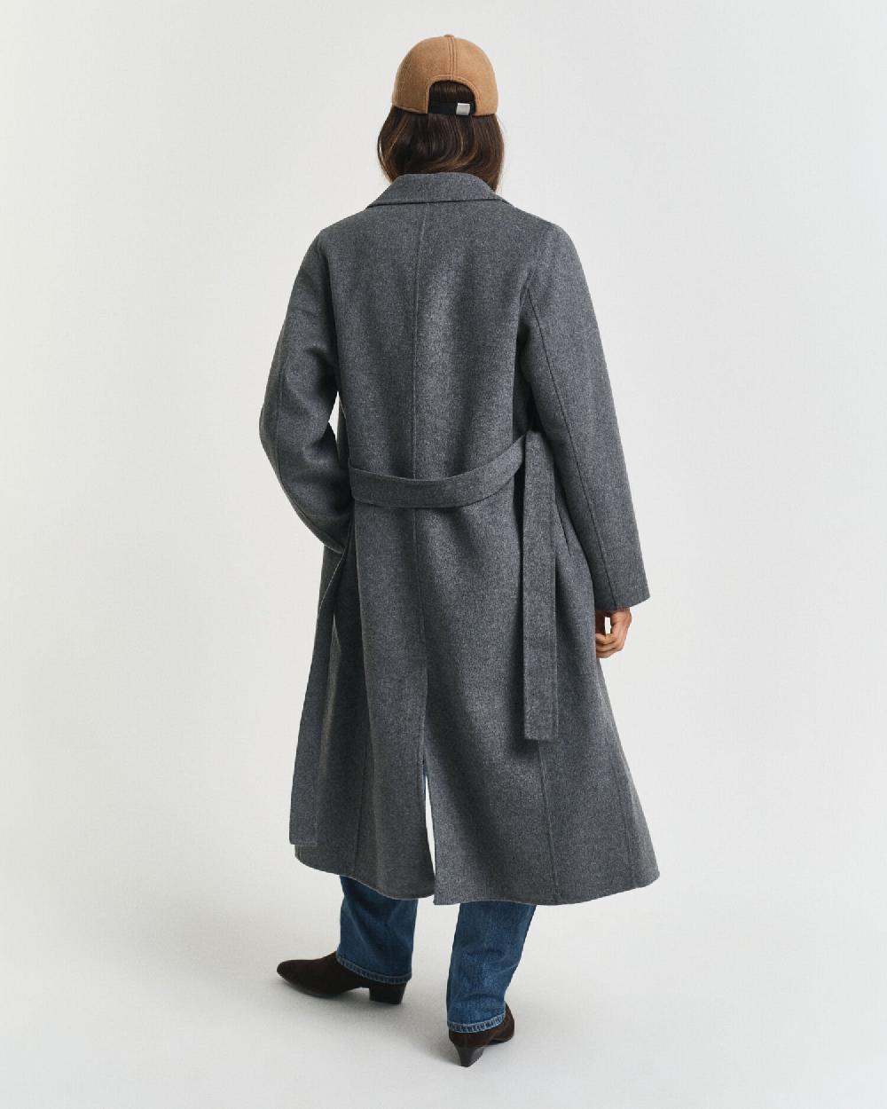 Gant Handstitched Belted Coat Charcoal Melange
