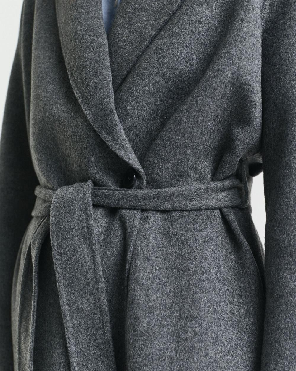 Gant Handstitched Belted Coat Charcoal Melange
