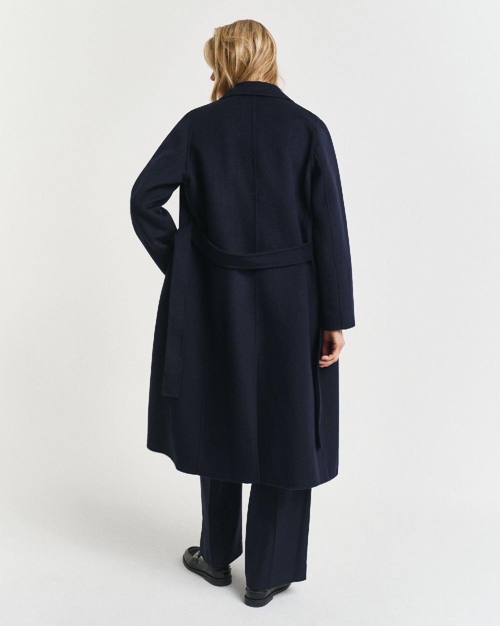 Gant Handstitched Belted Coat Evening Blue