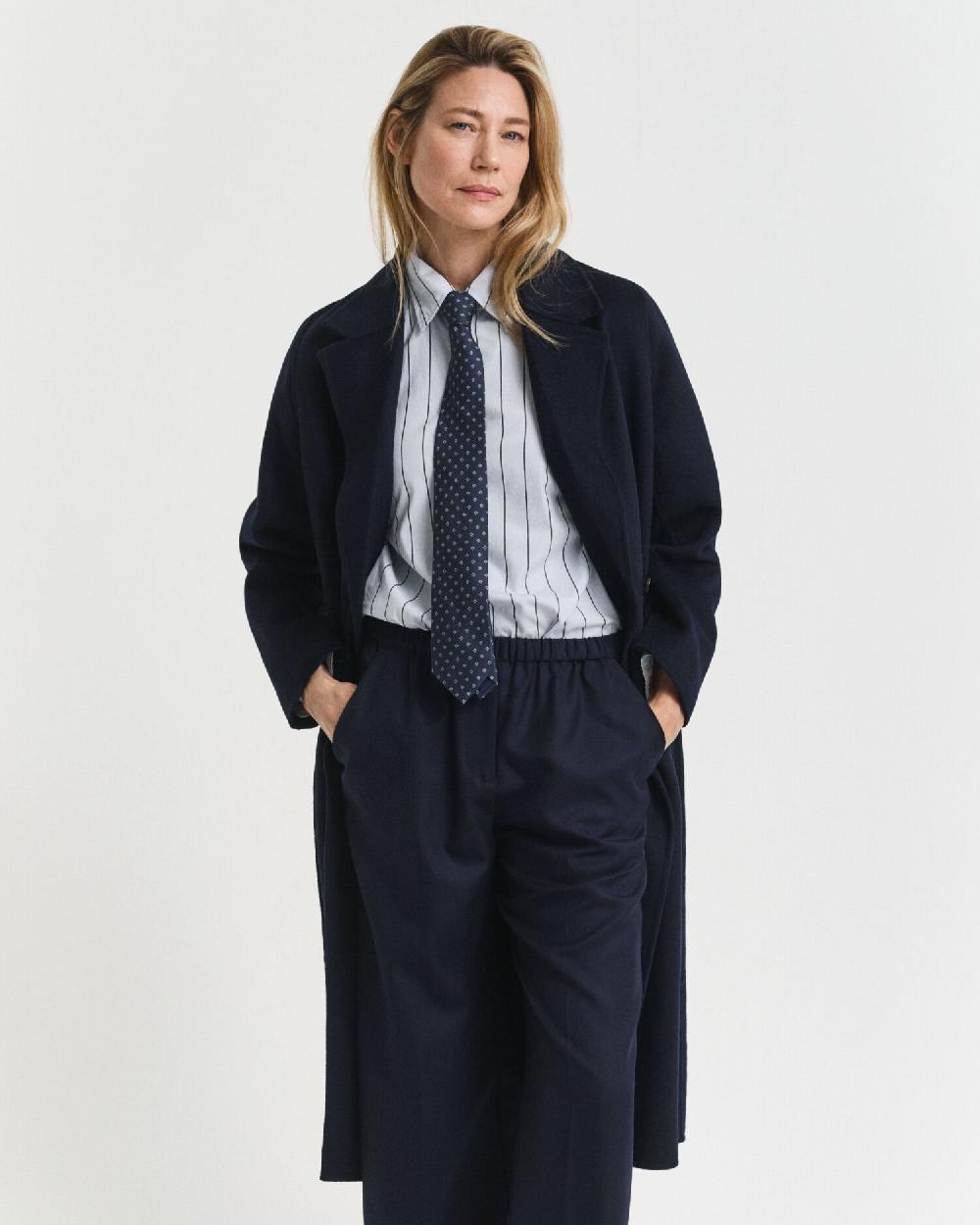 Gant Handstitched Belted Coat Evening Blue
