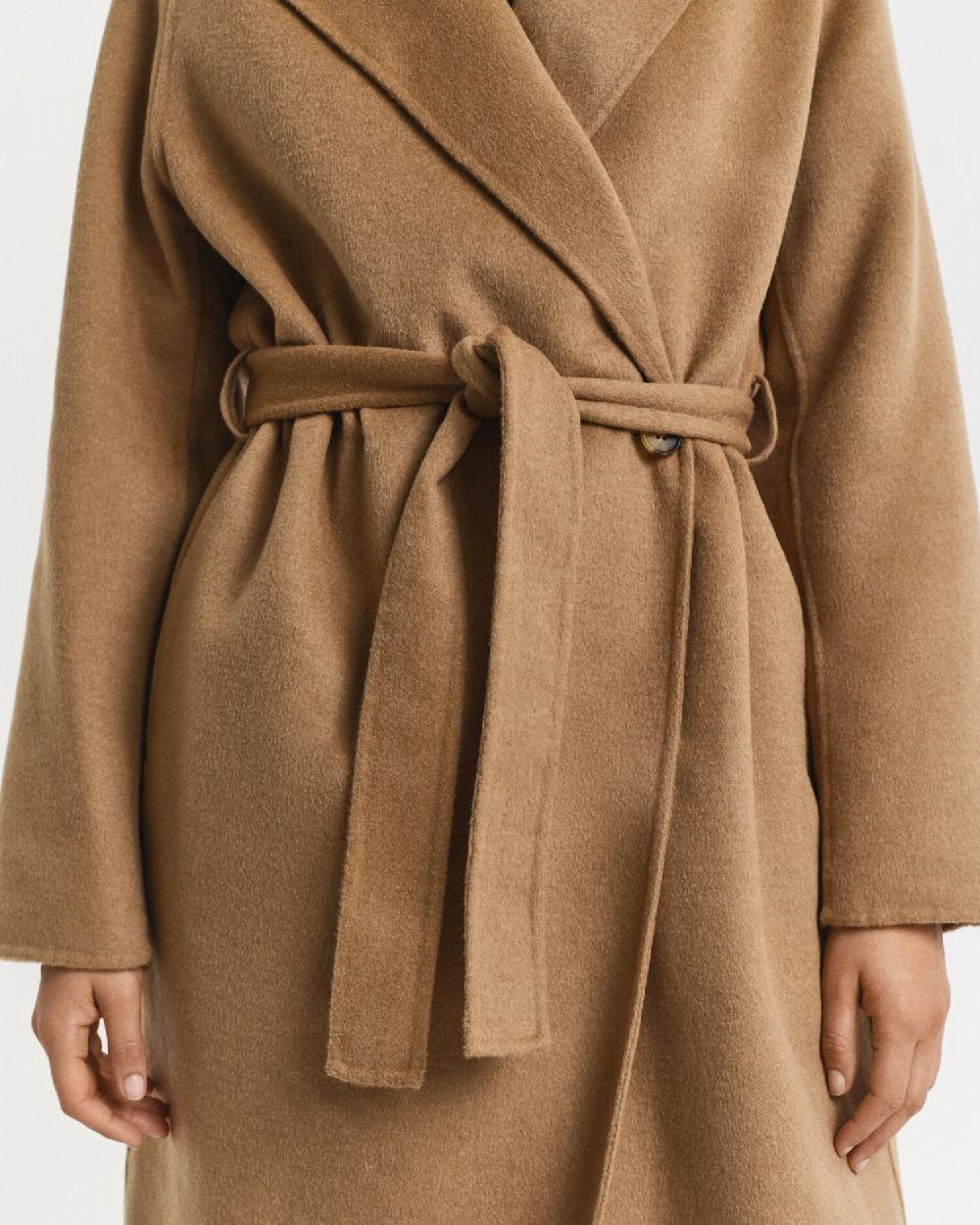 Gant Handstitched Belted Coat Warm Khaki