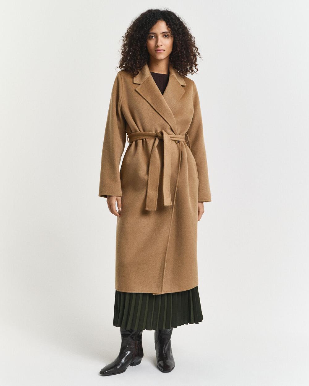 Gant Handstitched Belted Coat Warm Khaki
