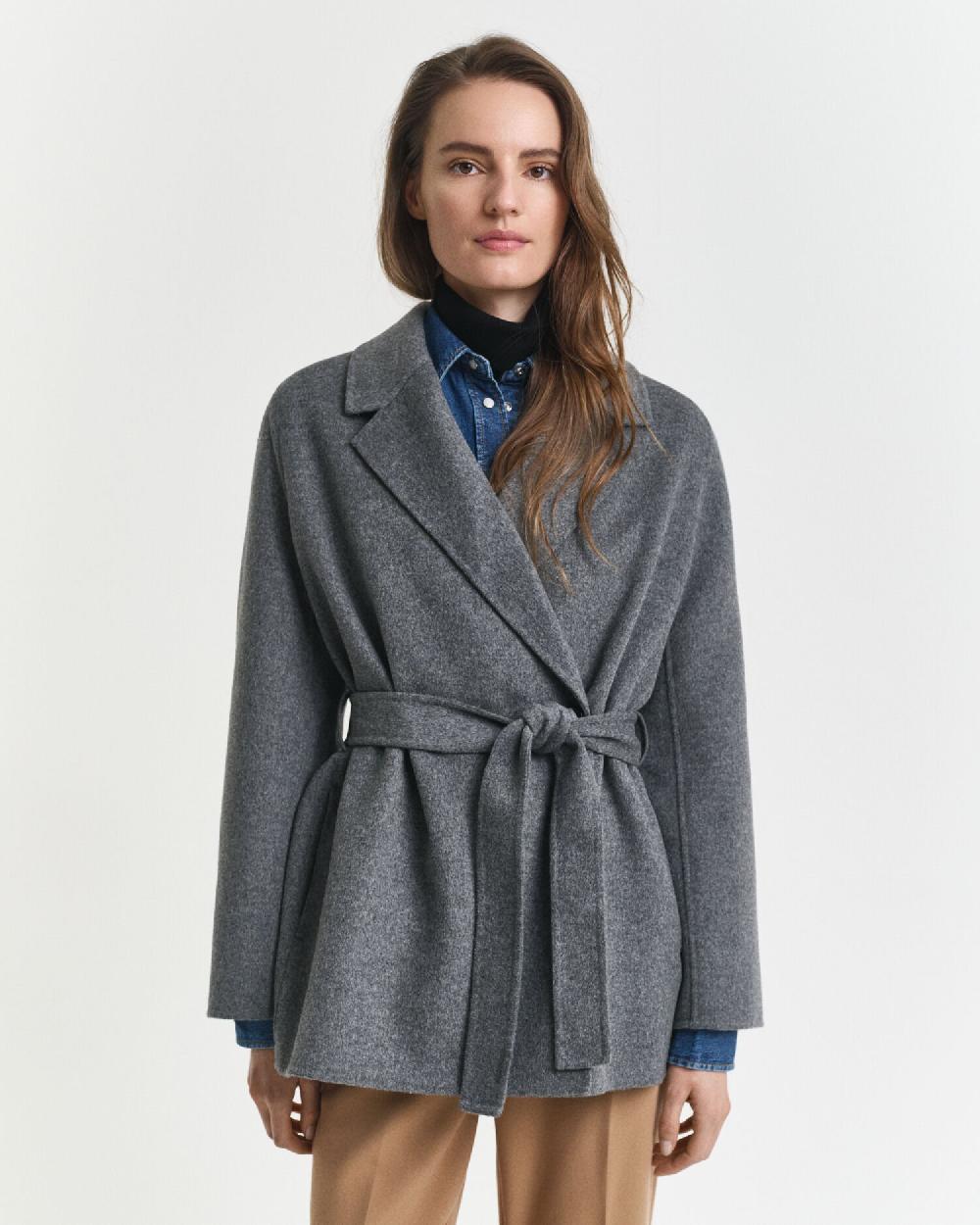 Gant Handstitched Belted Jacket Charcoal Melange