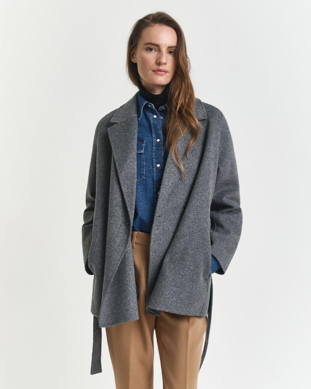gant Handstitched Belted Jacket charcoal melange