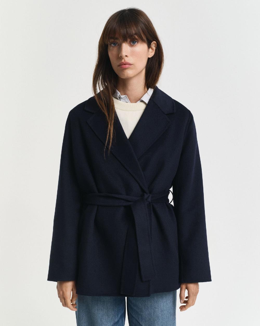 Gant Handstitched Belted Jacket Evening Blue