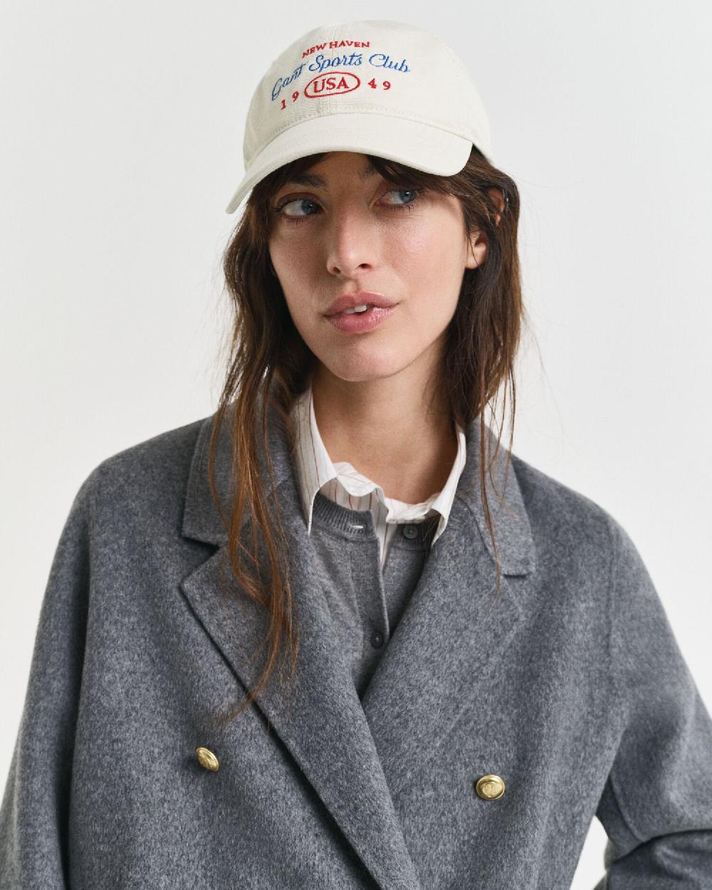 Gant Handstitched Detail Pea Coat Charcoal Melange