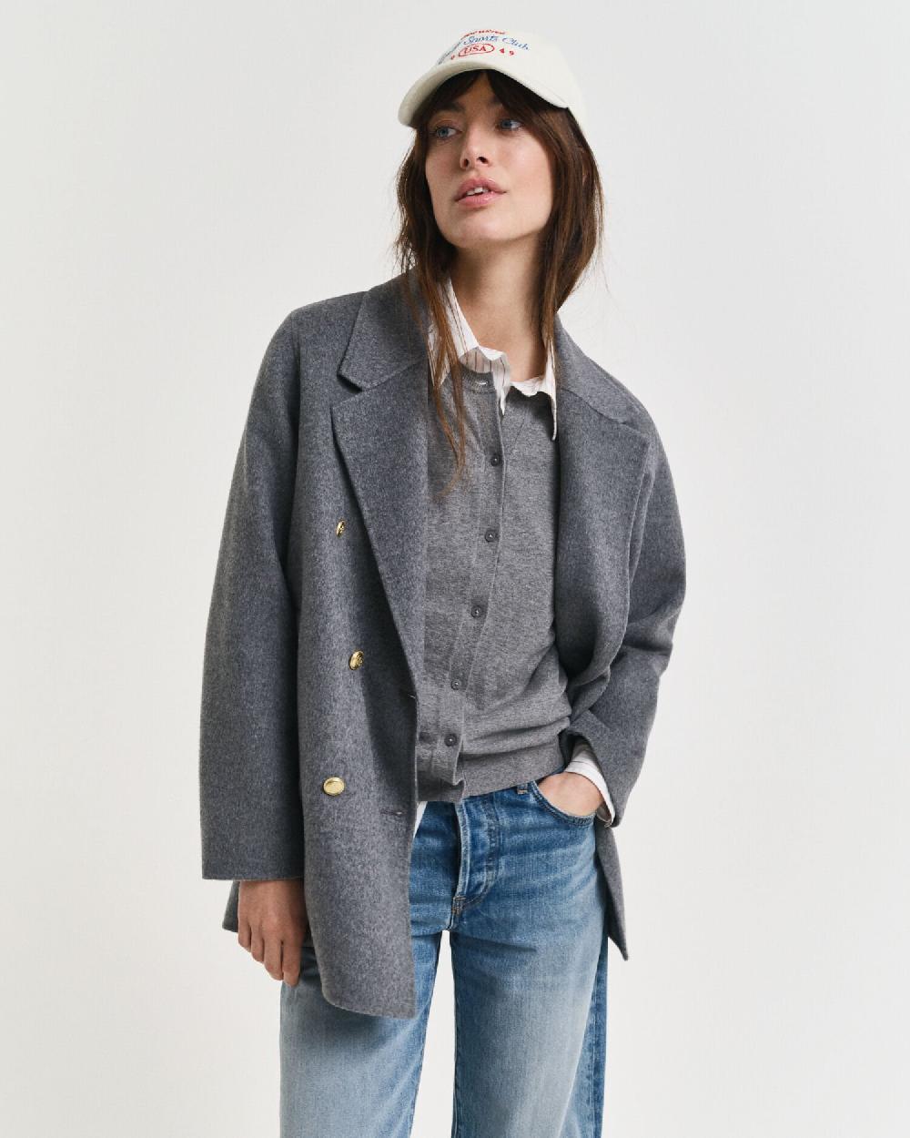 gant Handstitched Detail Pea Coat charcoal melange