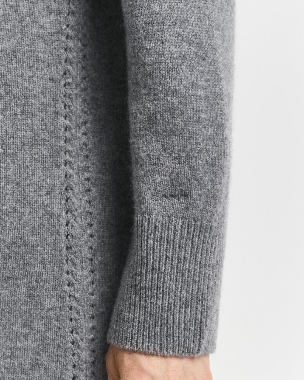 Gant Knit Detail Turtleneck Dress Charcoal Melange