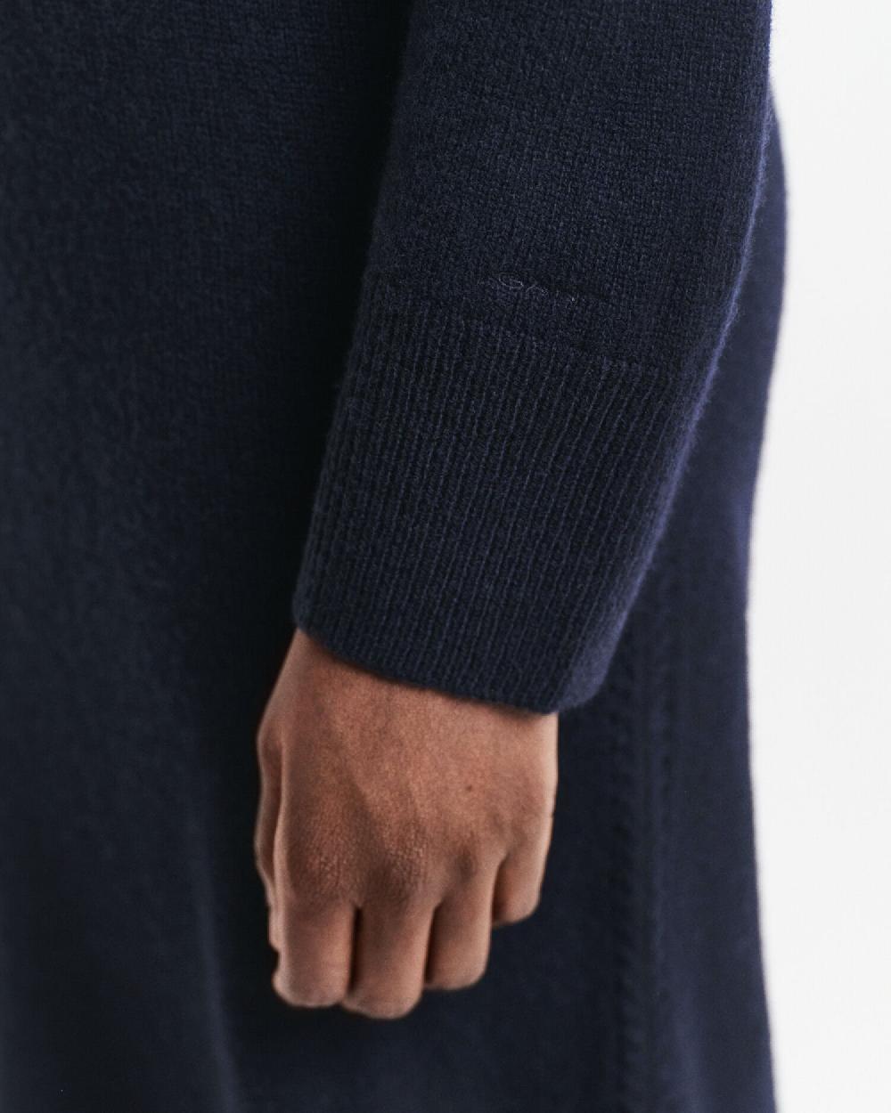 Gant Knit Detail Turtleneck Dress Evening Blue