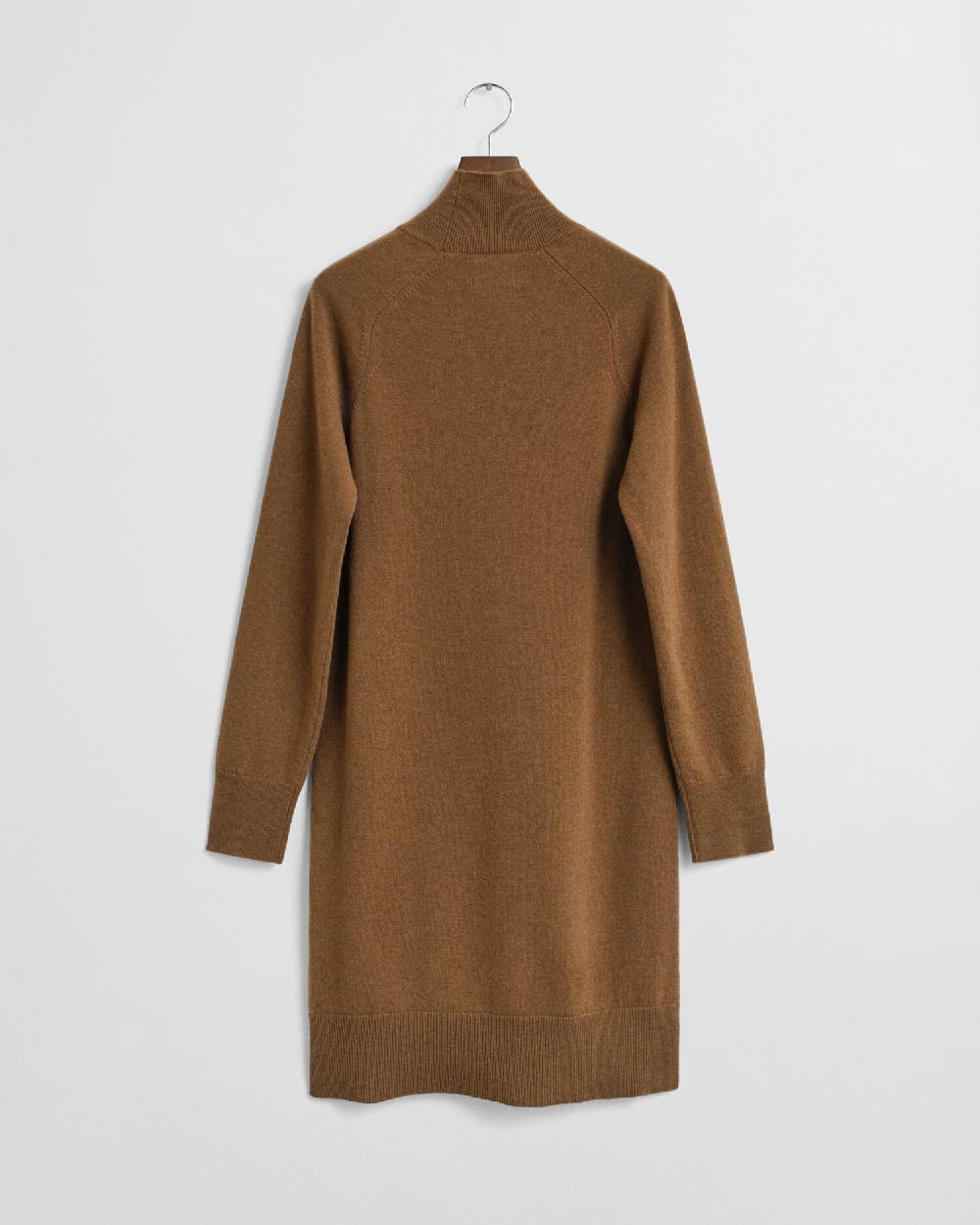 Gant Knitted Superfine Lambswool Dress Warm Khaki