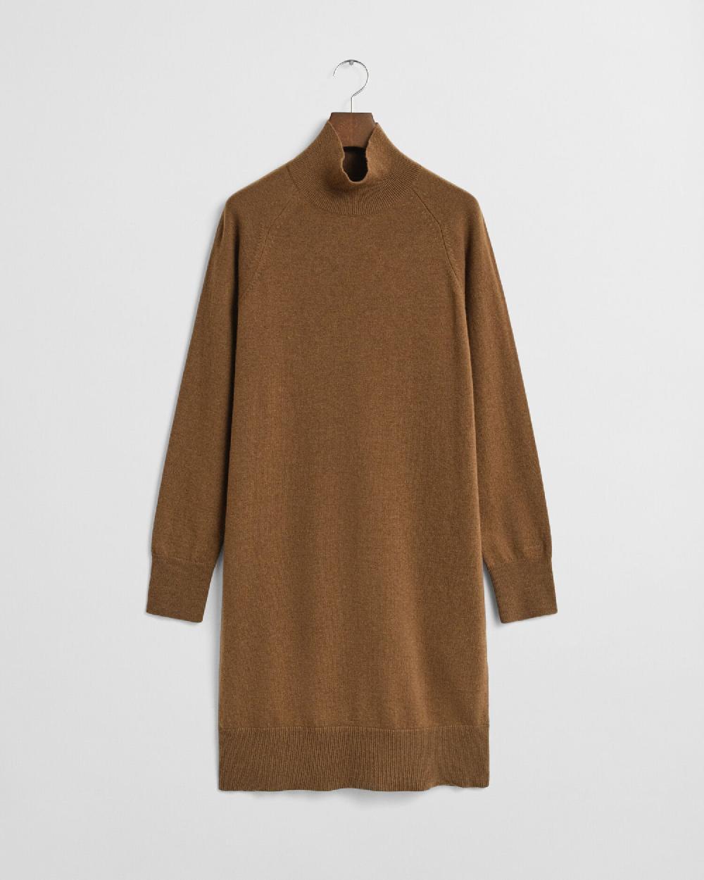 gant Knitted Superfine Lambswool Dress warm khaki