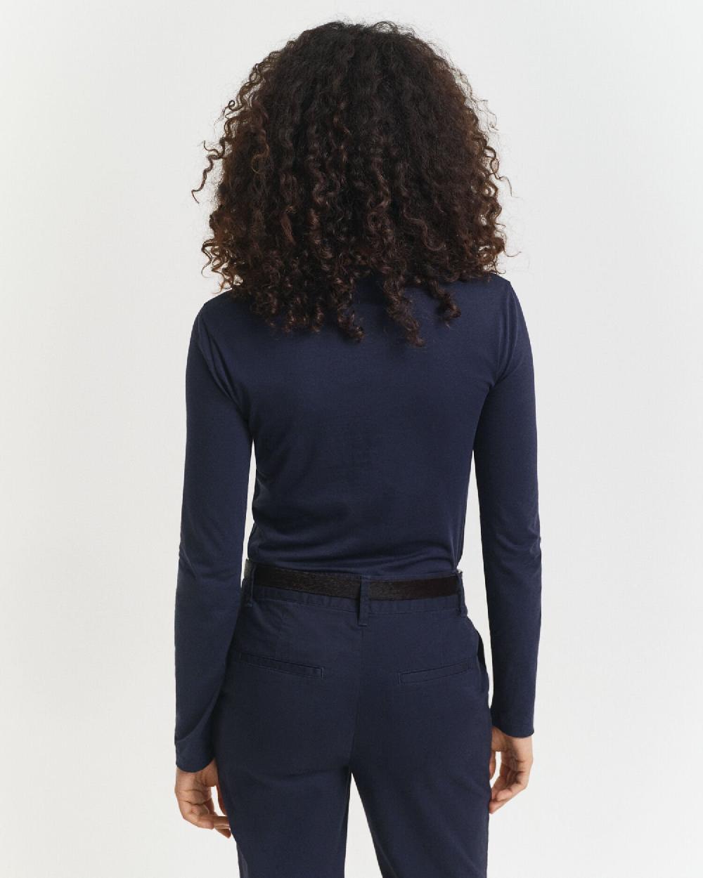 Gant Light Cotton Long Sleeve T-Shirt Evening Blue