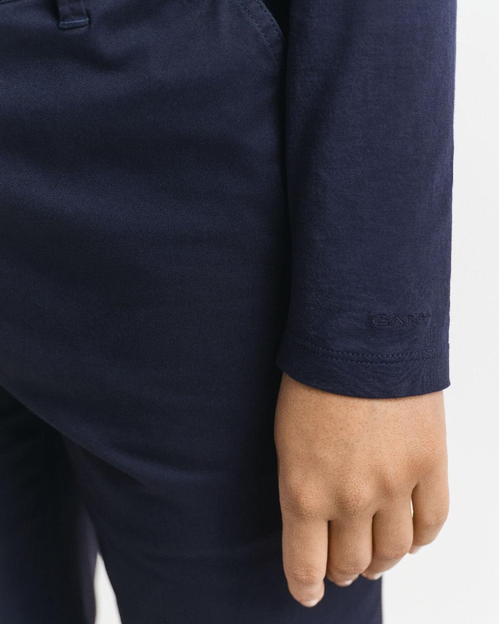 Gant Light Cotton Long Sleeve T-Shirt Evening Blue