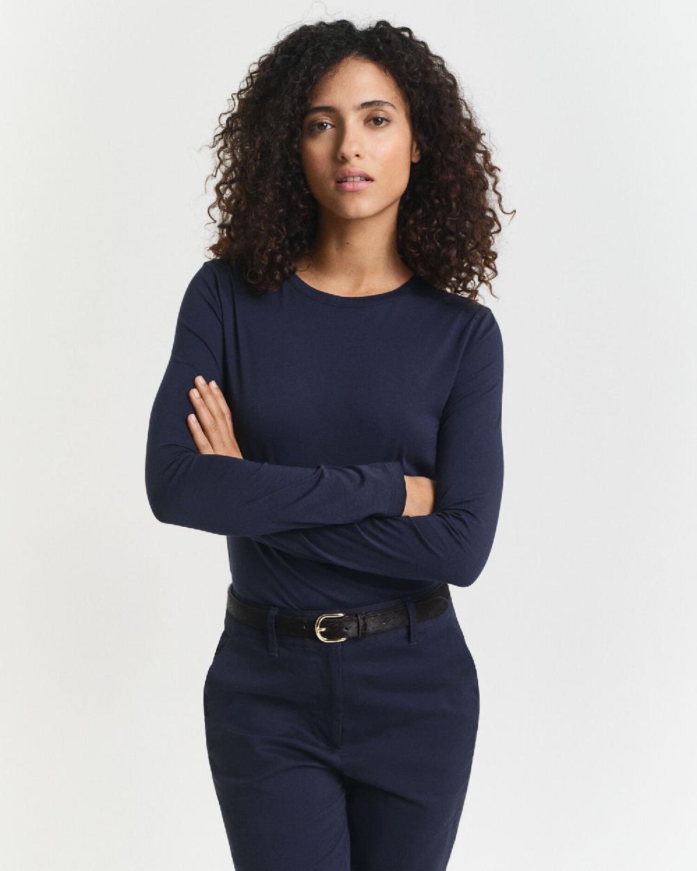 gant Light Cotton Long Sleeve T-Shirt evening blue