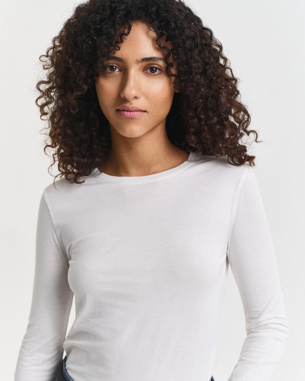 Gant Light Cotton Long Sleeve T-Shirt White