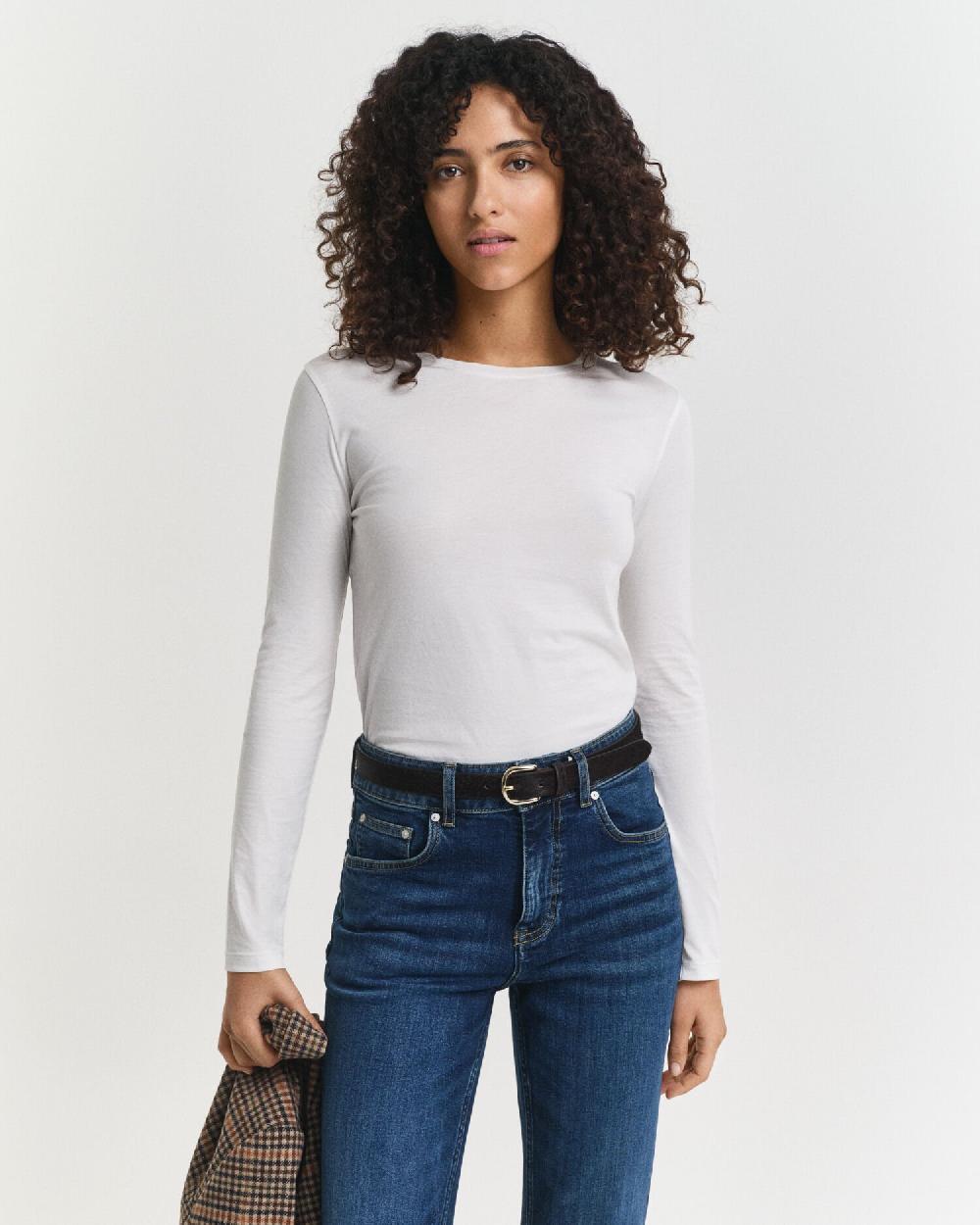 gant Light Cotton Long Sleeve T-Shirt white